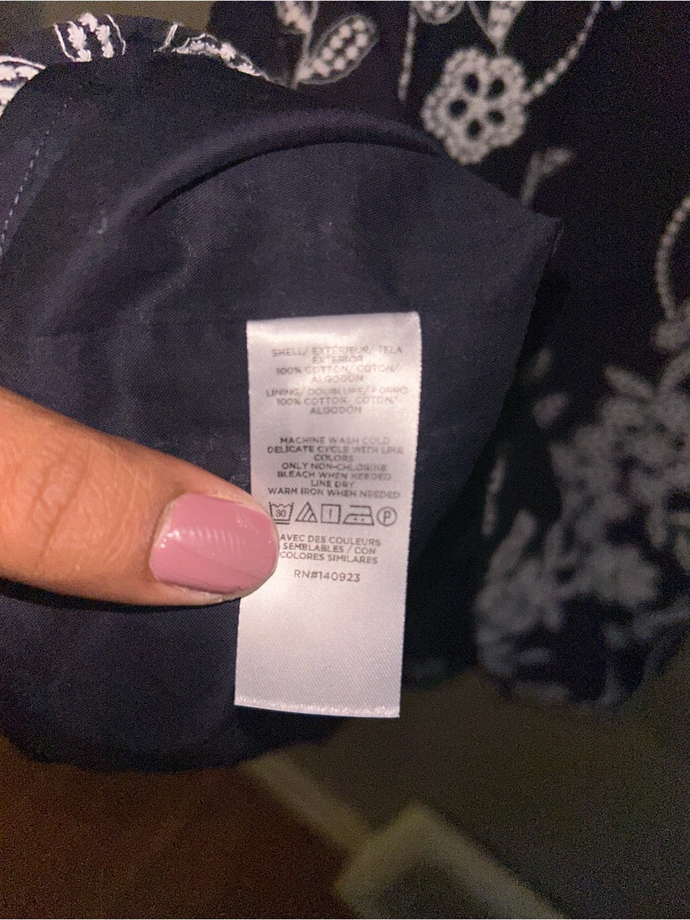 Loft Dress - navy/white embroidered floral tie strap mini length NWT - Picture 10 of 12